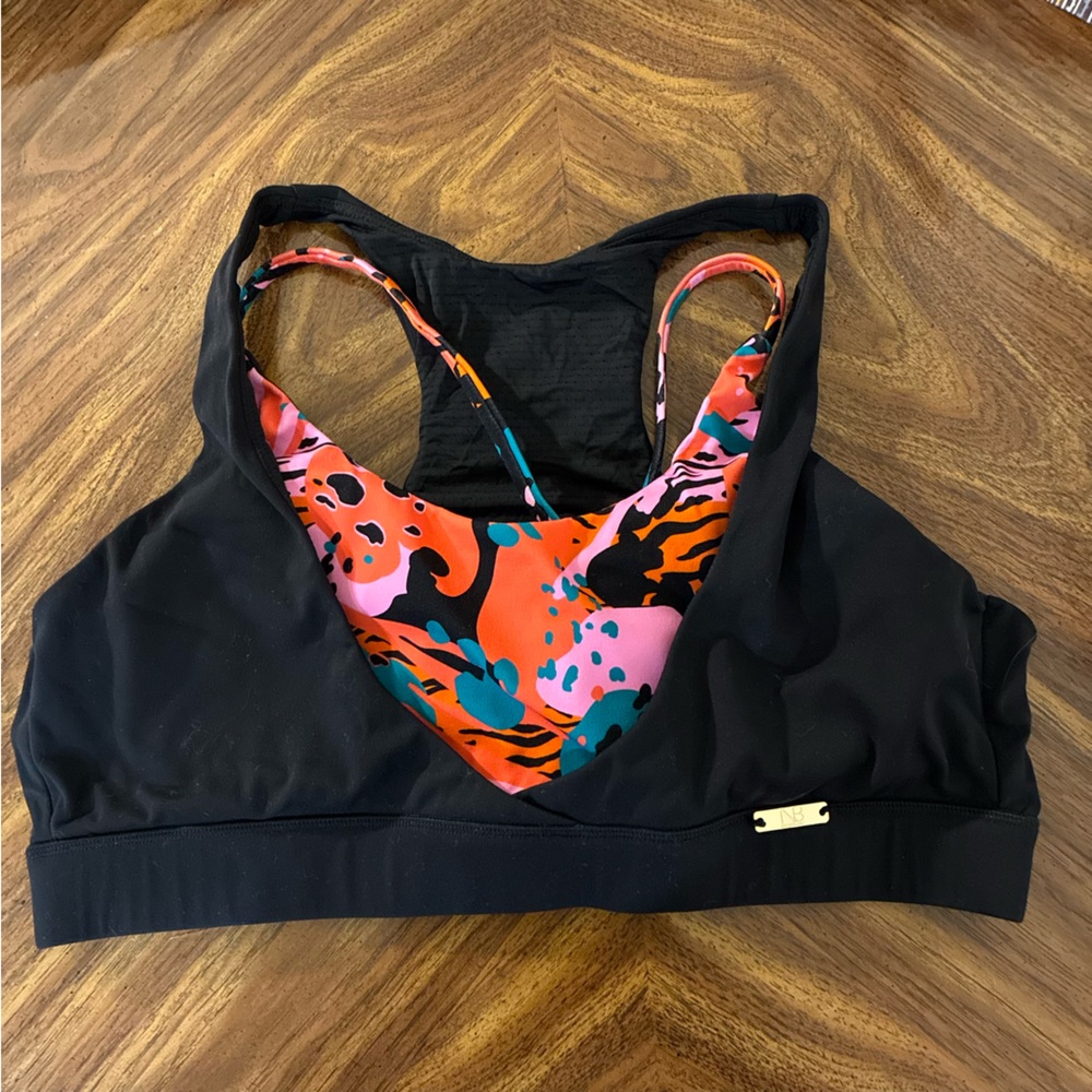 NB Series by Nicole Benisti Black and Multicolo Sports Bra